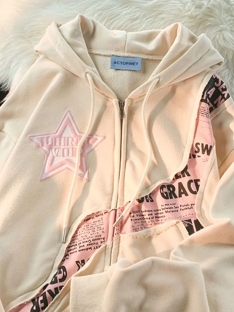 Y2K Zip Up Hoodie Women - Vintage Harajuku Gothic Sweatshirt