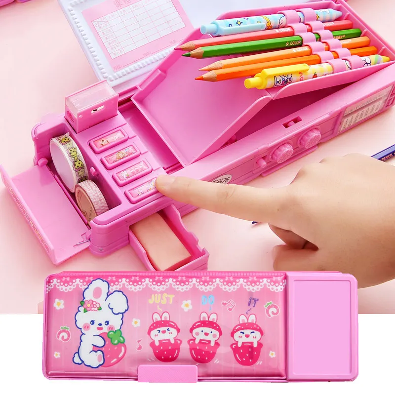 Wholesale Cute Cartoon Unicorn Pencil Box  For Girls Mechanical  Deformation Combination Lock Stationery Box For School Students 230706 From  Zhong09, $9.85