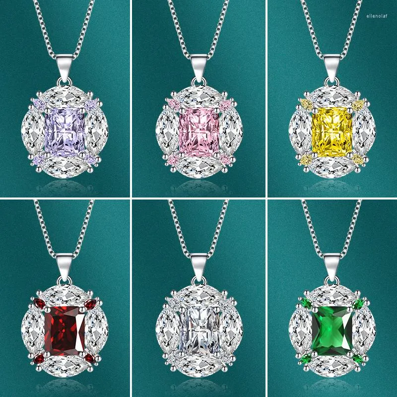 Pendentif Colliers 2023 De Luxe Rose Violet Vert Rouge Jaune Argent Couleur Collier Pour Les Femmes Anniversaire Cadeau Bijoux En Gros X8210