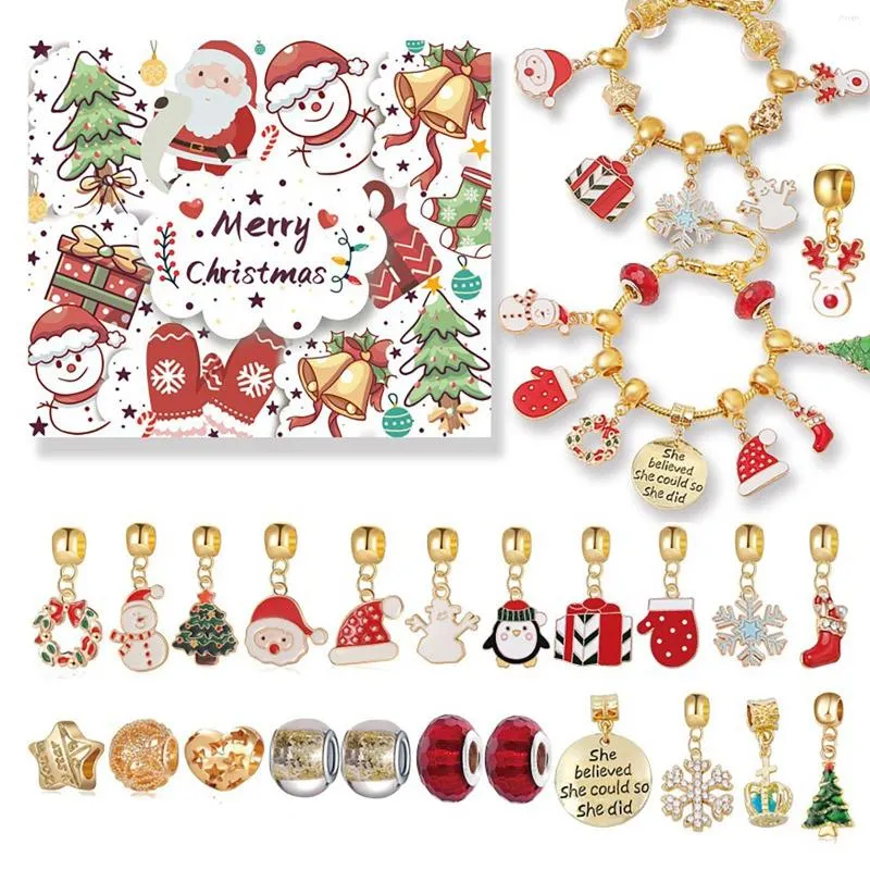 Mattor Julnedräkning Adventskalender 2023 Med Mode gör-det-själv Armband Halsband Berlocker Smyckekalendrar Höst utomhus #t2g
