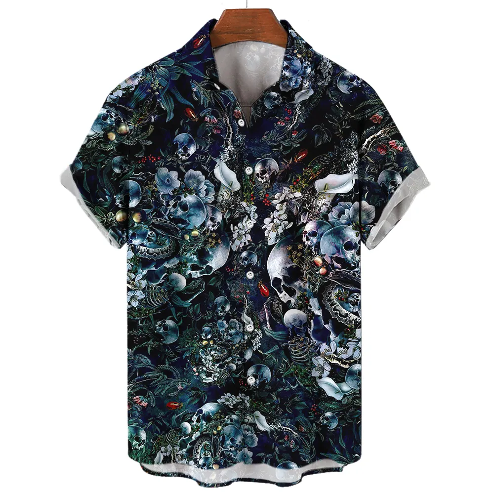 Skull Print Mens Shirt, Gothic Short Sleeve | DHgate