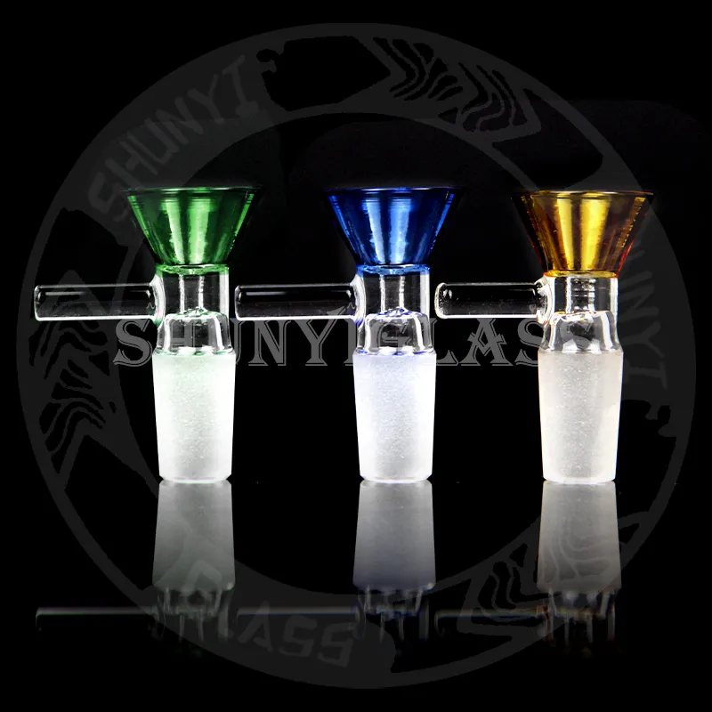 gemengde kleur 14mm 18mm kom waterpijp glas rookaccessoire voor tabak bong waterpijpen