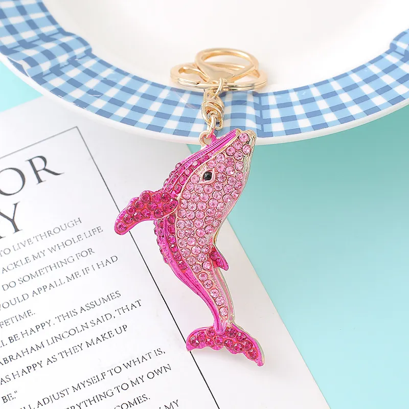 Rhinestone Whale Animal Alloy Keychain Pendant Diamond Set Keychains Fashion Bag Decoration Jewelry Gift In Bulk
