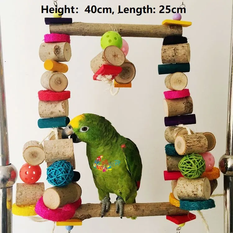 Grande uccello da masticare altalena giocattolo pappagallo colorato stand parco giochi per medie, grandi ara pappagallini africani parrocchetto Agapornis Fischeri Cockatiel Sun Conures piccioncino