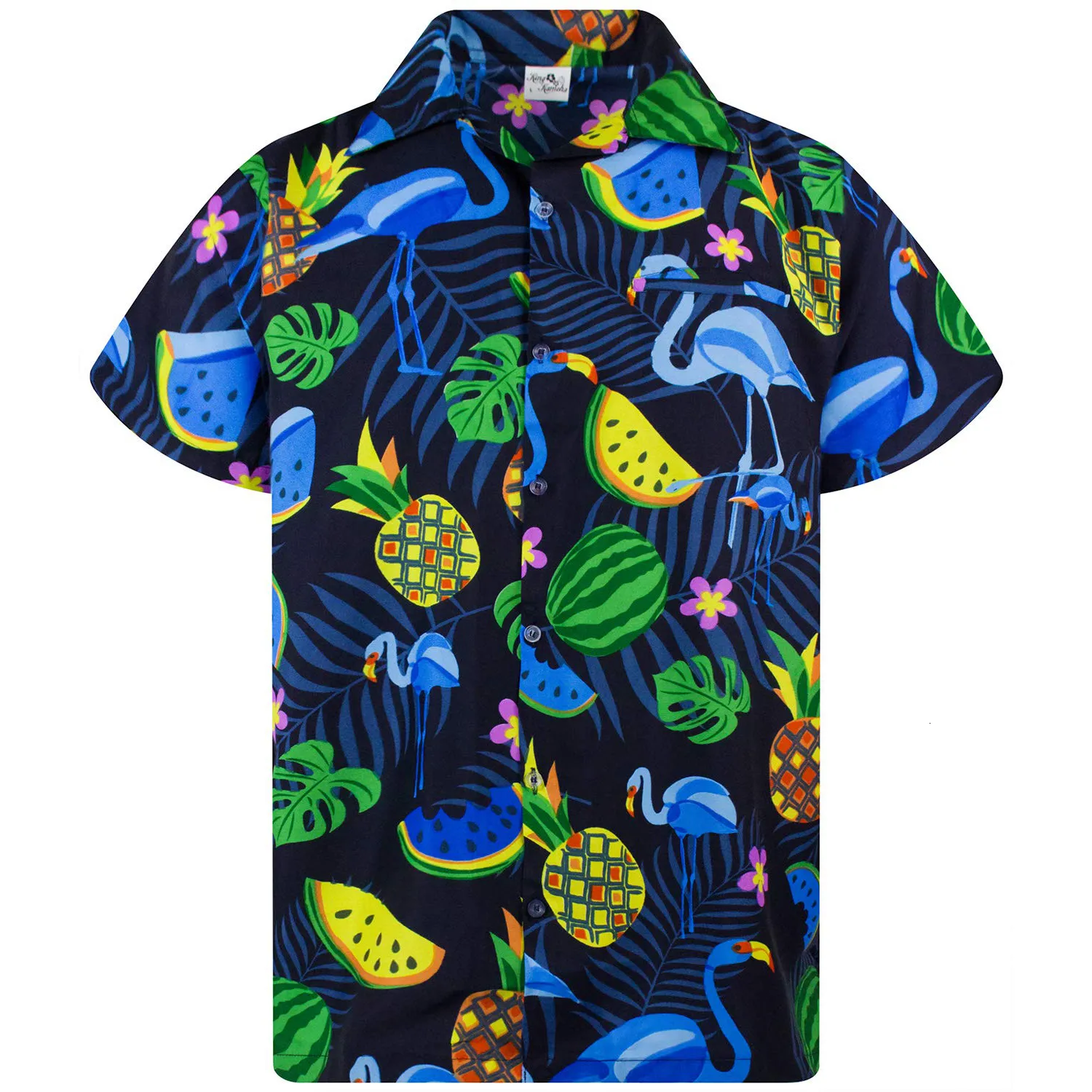 Camicia a maniche corte floreale hawaiana da uomo Camicie estive da spiaggia Top rinfrescante traspirante tropicale vacanza abbottonata camicia tropicale foglie floreali stampa top comodo casual