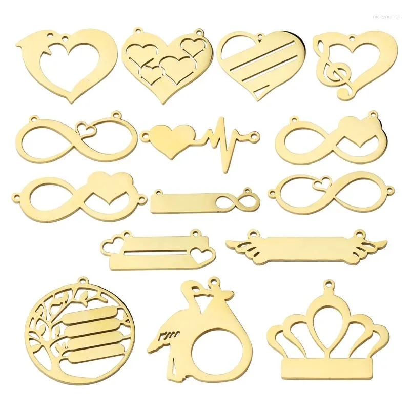 Takılar 20pcs Heart Crown Connector Mirror Polonyalı Paslanmaz Çelik DIY Yapımı Kolye Örgüsü Örgüsü Takılar