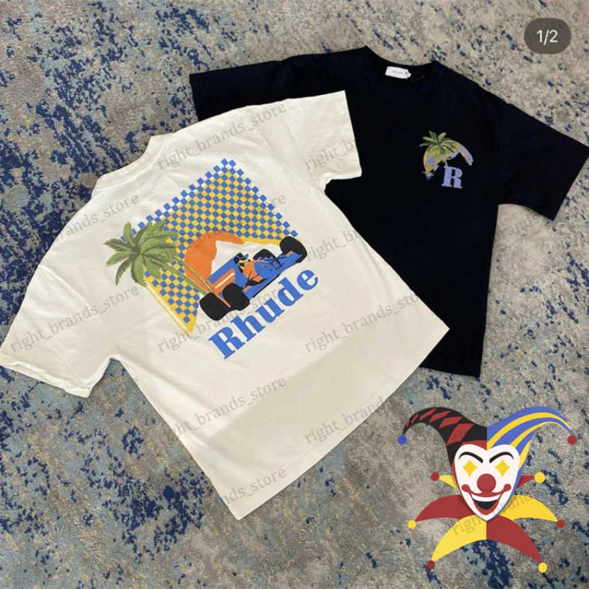 Herr t-shirts överdimensionerade Rhude Moonlight Tropics t-shirt män kvinnor t skjortor rh biltoppar tee t230707