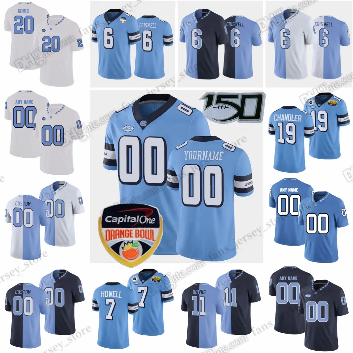 S-6XL North Carolina Tar Heels College Football Jerseys Criswell Harrell Maye Tabor Brooks Green Hampton Jones Blackwell Craft Flynn Greene Jr. Custom gestikt