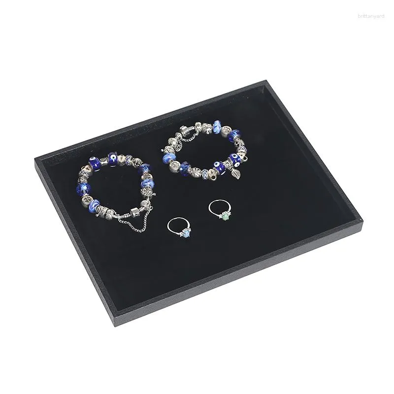 Jewelry Pouches Black PU Velvet Display Tray Necklace Rings Bangle Bracelet Earring Organizer Case Storage Showcase