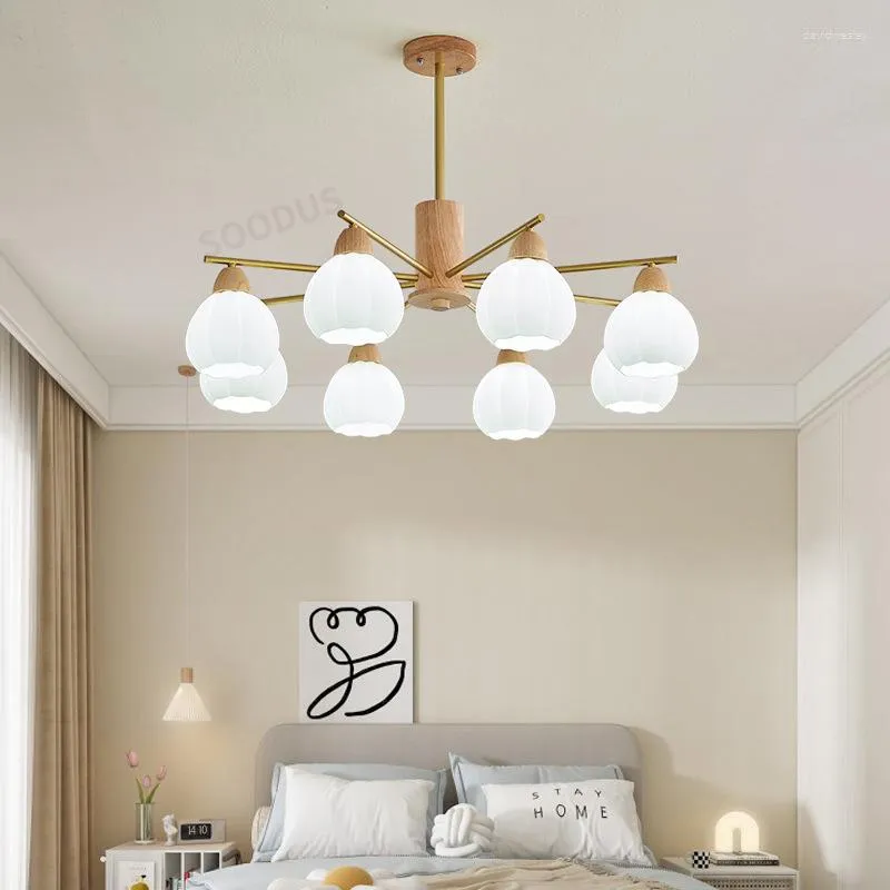 Chandeliers Modern LED Chandelier E27 Bulb Lighting For Living Room Bedroom Kitchen Wooden Iron Art Indoor Fixtures