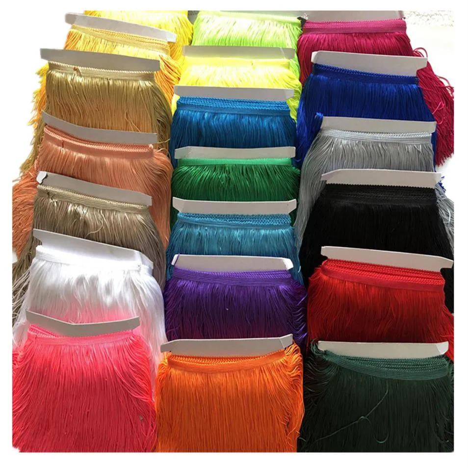 10yards lot 20CM Polyester BorlasTassel Fringe Trimming Lace For Latin Dress Samba Stage zakka patchwork textile Curtain lace270G