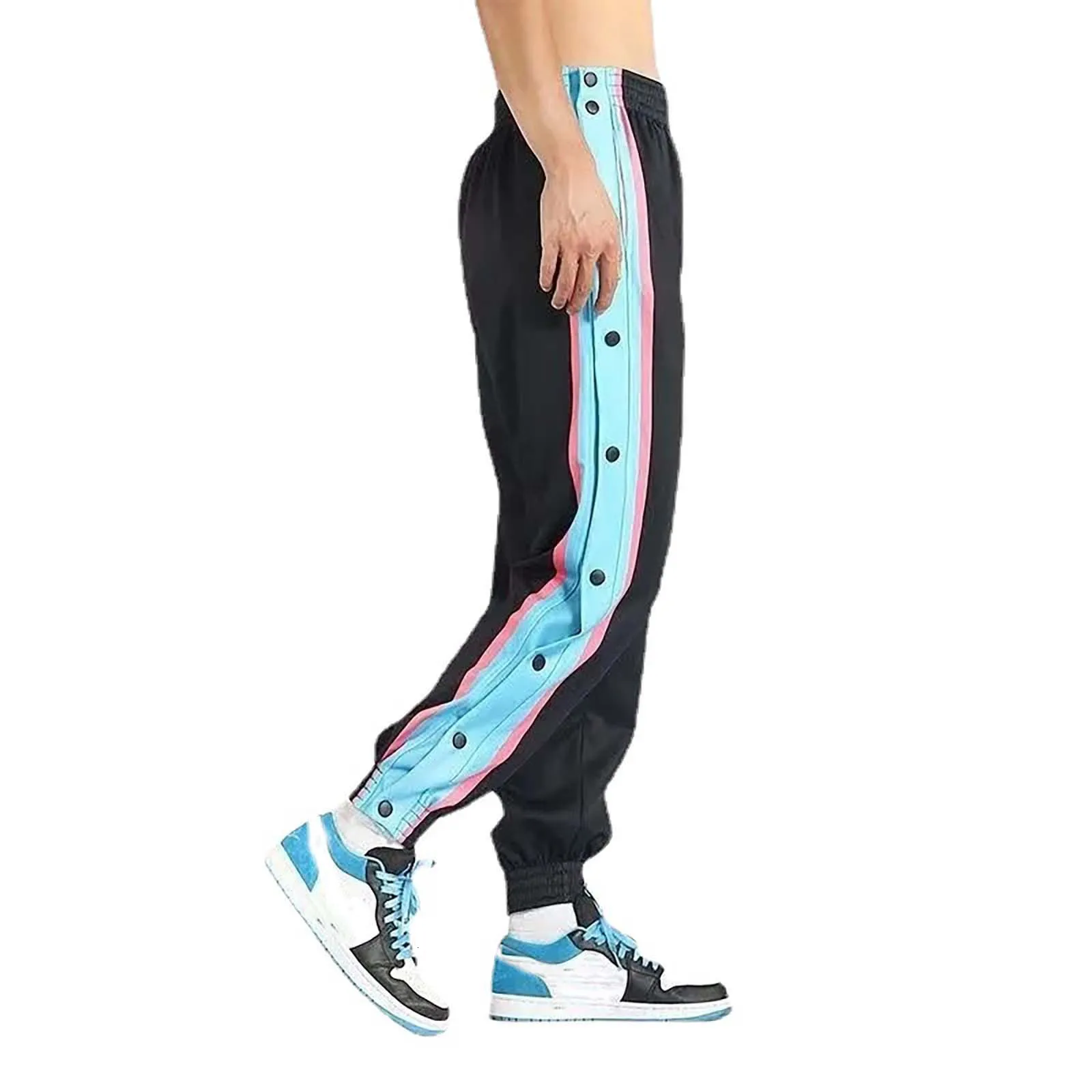 Loose Fit Button Side Basketball Joggers With Elastic Cuffs For