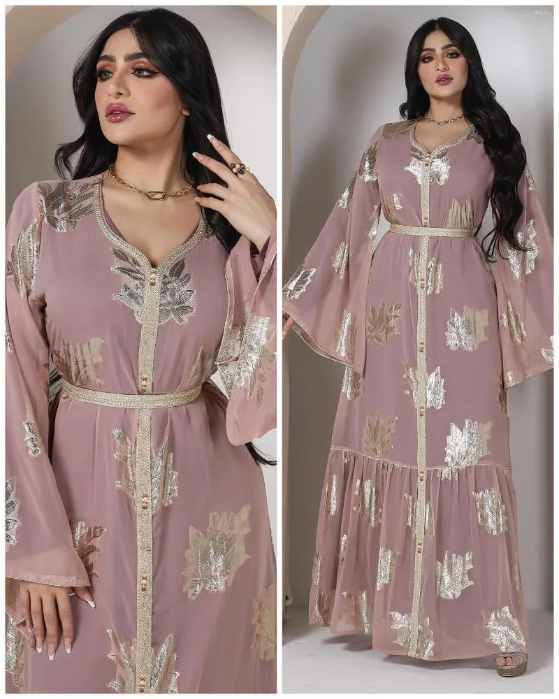 Ethnic Clothing 2023 Muslim Maxi Dress For Women Summer Jalabiya Dubai Moroccan Caftan Middle Eastern Clothes Elegant Print Abaya