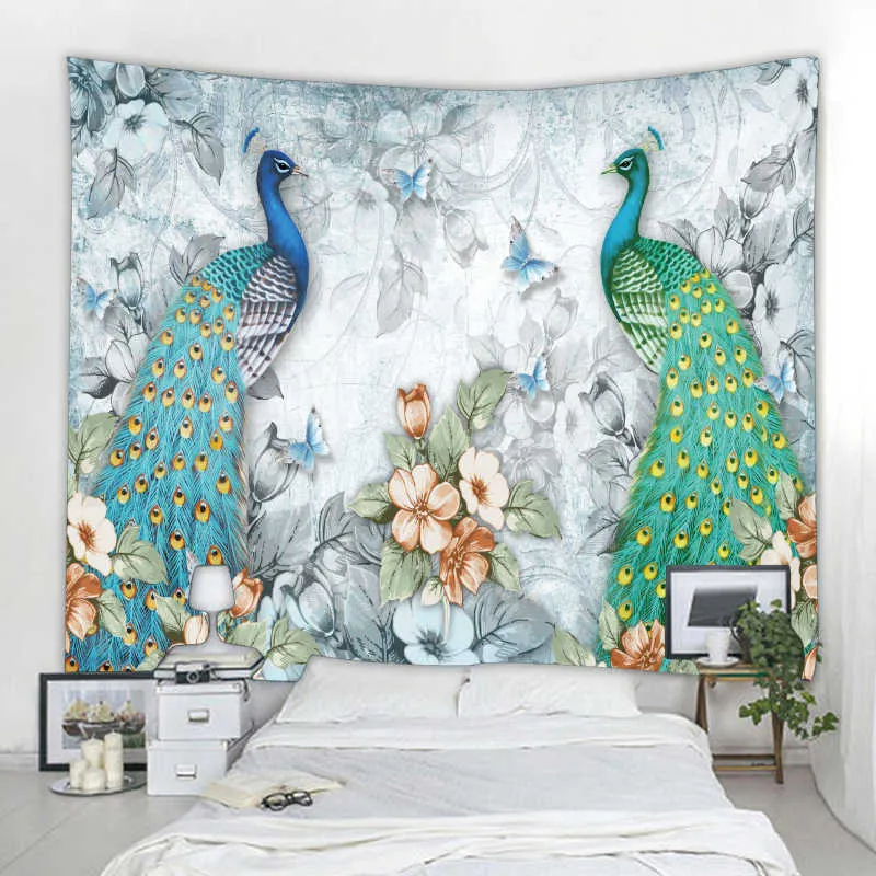 Wandtapijten Plant bloem tapijt muur opknoping kleine frisse huis kunst decoratie kamer Yoga mat picknick sprei