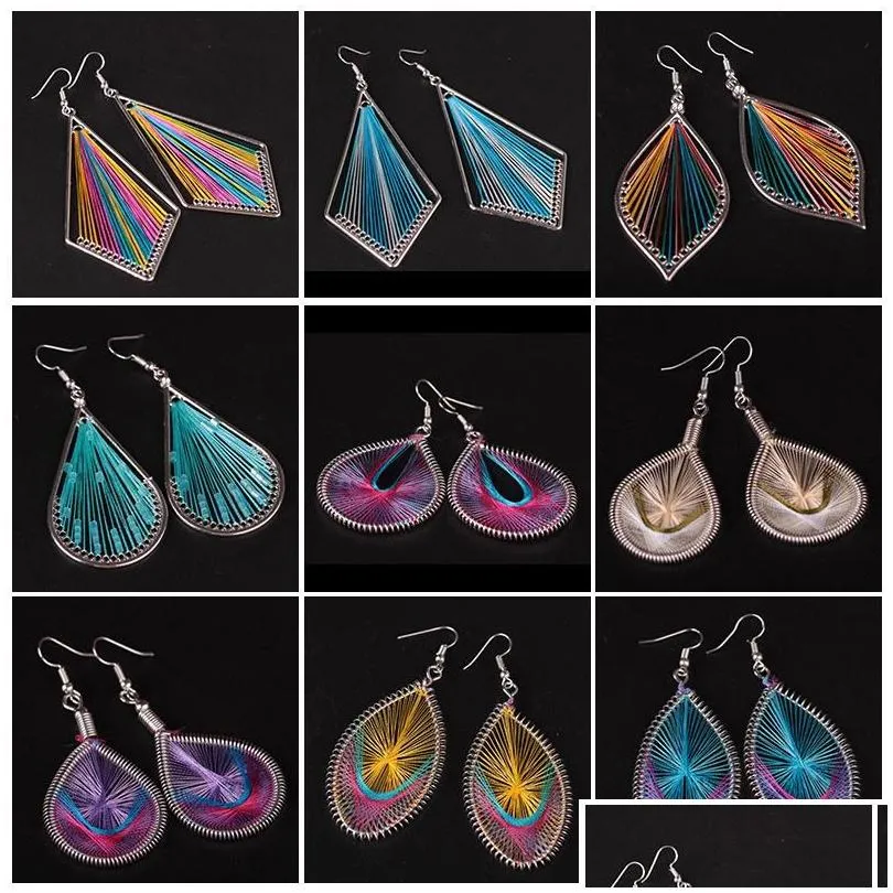 Dangle Lustre De Mode À La Main Fil De Soie Diy Bohème Boucles D'oreilles Pour Les Femmes Creative Géométrique Filles Parti Drop Delivery Bijoux Dh0Al