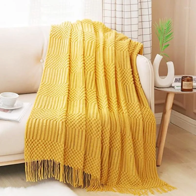 Blankets Inya Luxury Knitted Blanket Throw Frignes Soft Cozy All Sea For Bed Fleece Plaid Throws Light Grey