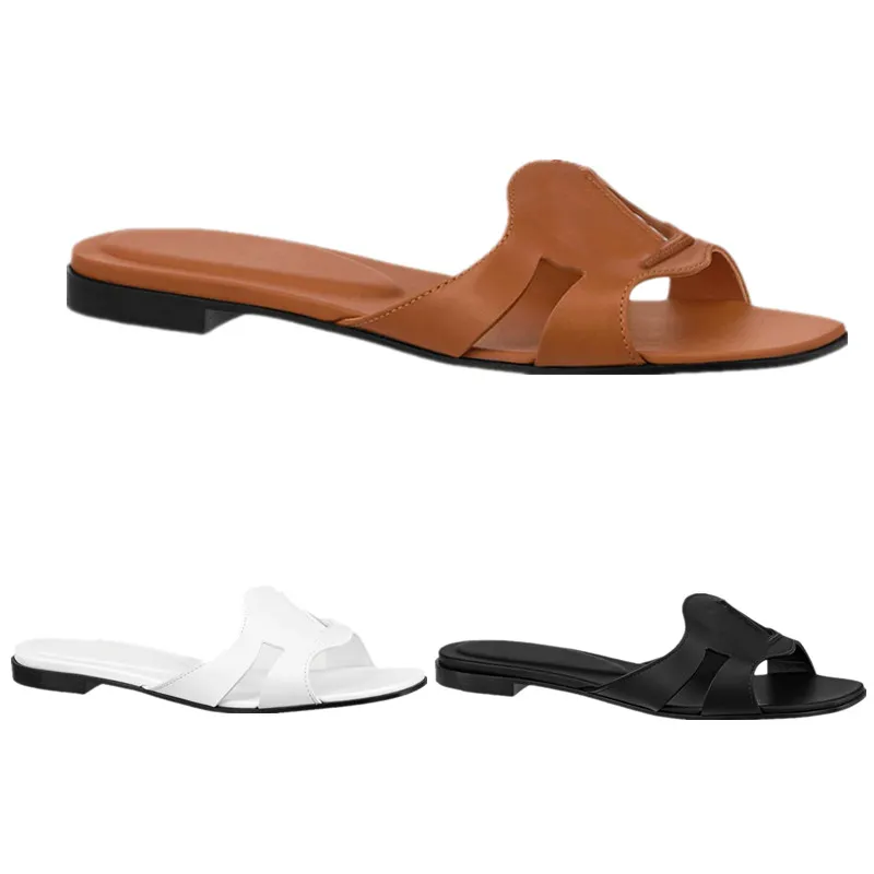 Designer Dam Revival Platta Sandaler Mockasin Flip Flops Fashionabla Läder Gummi Utskrift Läder Slide Sola Tofflor