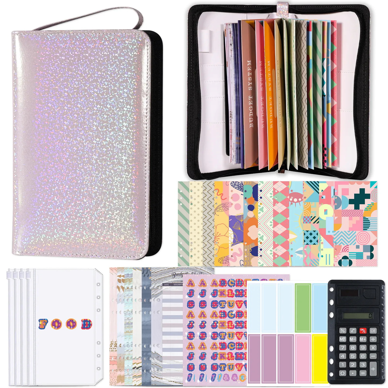 6 Budget Binder Money Organizer for Cash,Money Saving Binder with Zipper  Pockets