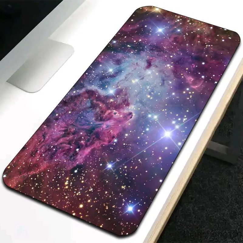 Mouse Pads Wrist Universe Starry Sky Family Tangentboard Computer Desk Pad Mouse Mat Gaming Laptops Mousepad Glass Cabinet Mats Tillbehör R230819