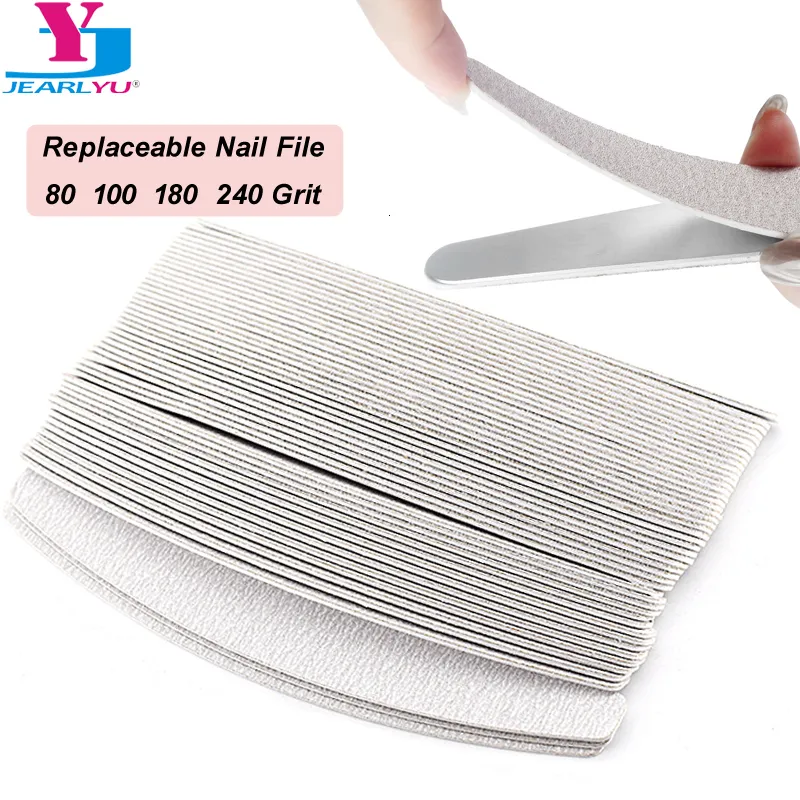 Nail Files 100Pcs/batch thick replacement sandpaper file 80 100 180 240 gray replacement file with metal handle used for saw detachable pad set 230707