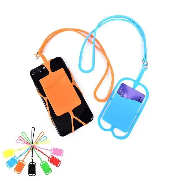 Mobile phones back stick a card set of manufacturers selling environmental protection silicone card sets of hang rope customizatio