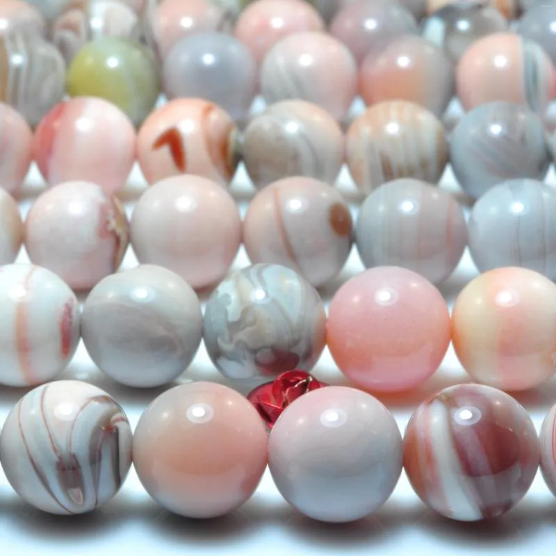 Pietre preziose sciolte Rosa naturale Agata del Botswana Perle rotonde lisce Pietre preziose all'ingrosso Collana con bracciale in pietra semipreziosa Creazione di gioielli fai da te