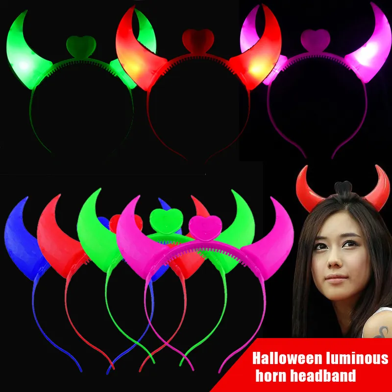 Led Headband Devil Horn Light Up Flashing Decor Celebrity Stuff Christmas Wedding Party Halloween Festival Toys