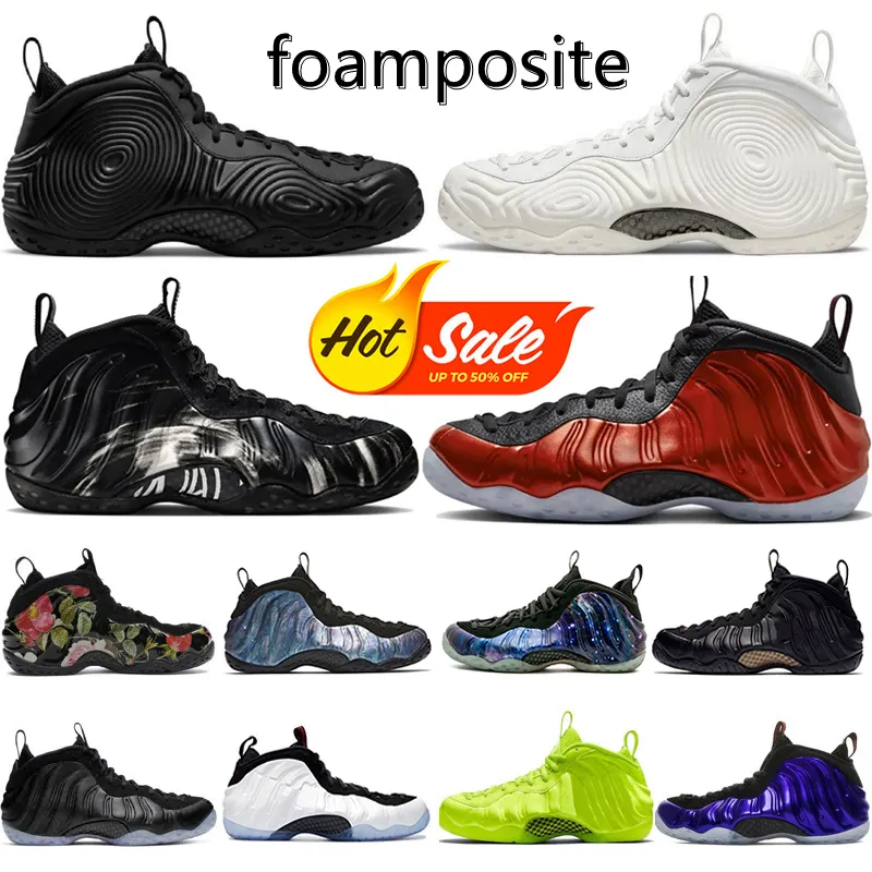 2023 Herrfoamposite Basketsko Svart Mocka Metallic Rött Guld Abalone Galaxy 1.0 2.0 All Star Royal Volt Sequoia Phoenix Suns skumplast Sportssneakers 40-47