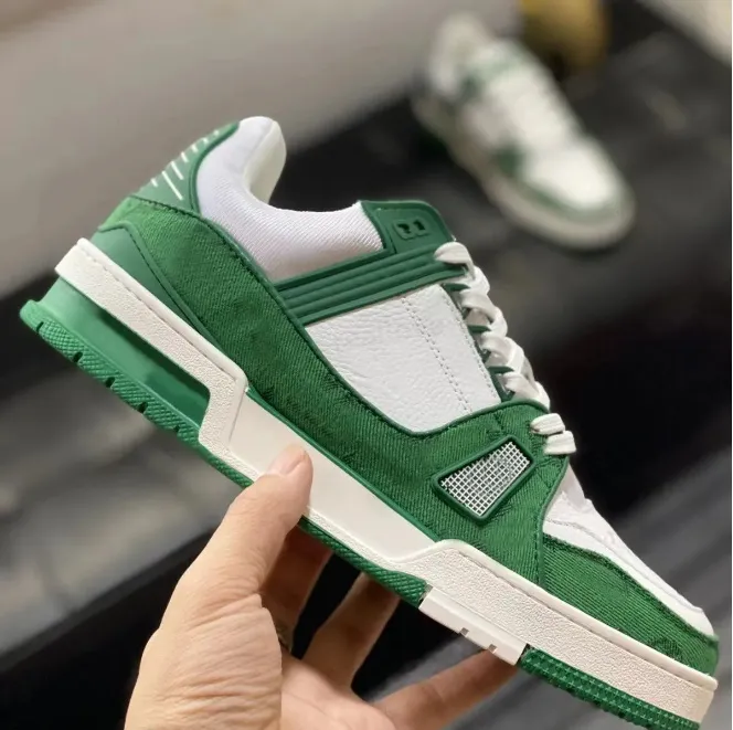 2023 Designer Sneaker Virgil Trainer أحذية عاجية من الجلود الجلود Abloh أبيض أخضر اللون الأحمر الأزرق منصة