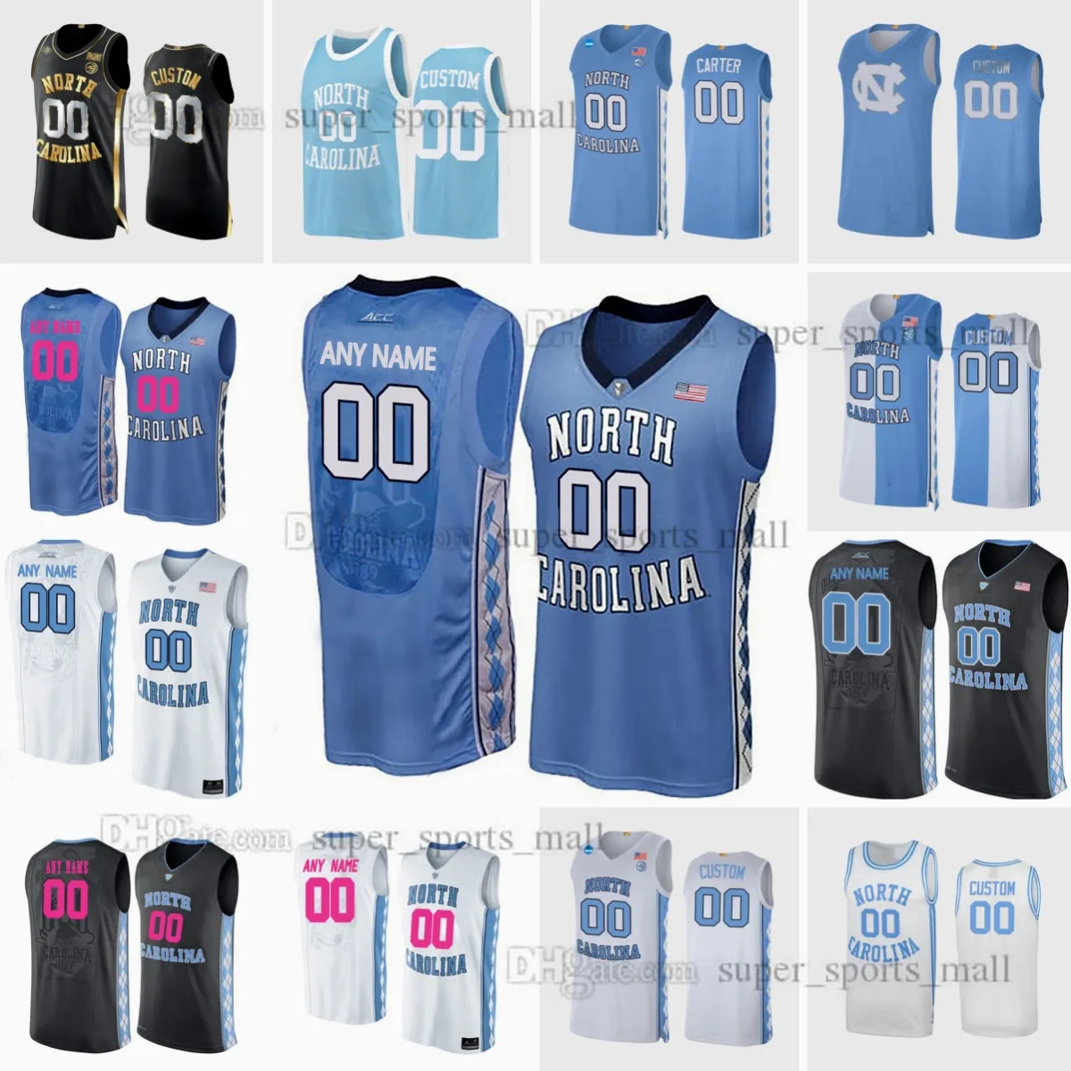 NCAA XS-6XL 노스 캐롤라이나 타르 힐스 대학 농구 유니폼 스택 하우스 작은 Jamison Felton Barnes Carter Carter Paige Wallace Maye Custom Stitched Jersey