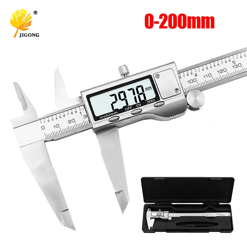 Vernier Calipers 8 "200mm 디지털 캘리퍼 스테인리스 스틸 디지털 LCD Caliper Vernier Caliper와 소매 박스 230706