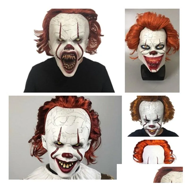 Máscaras de festa Máscara de Halloween Sile Movie Stephen Kings Joker Pennywise Fl Face Terror Clown Cosplay Maskst2I51512 Drop Delivery Home Ga Dhgcz