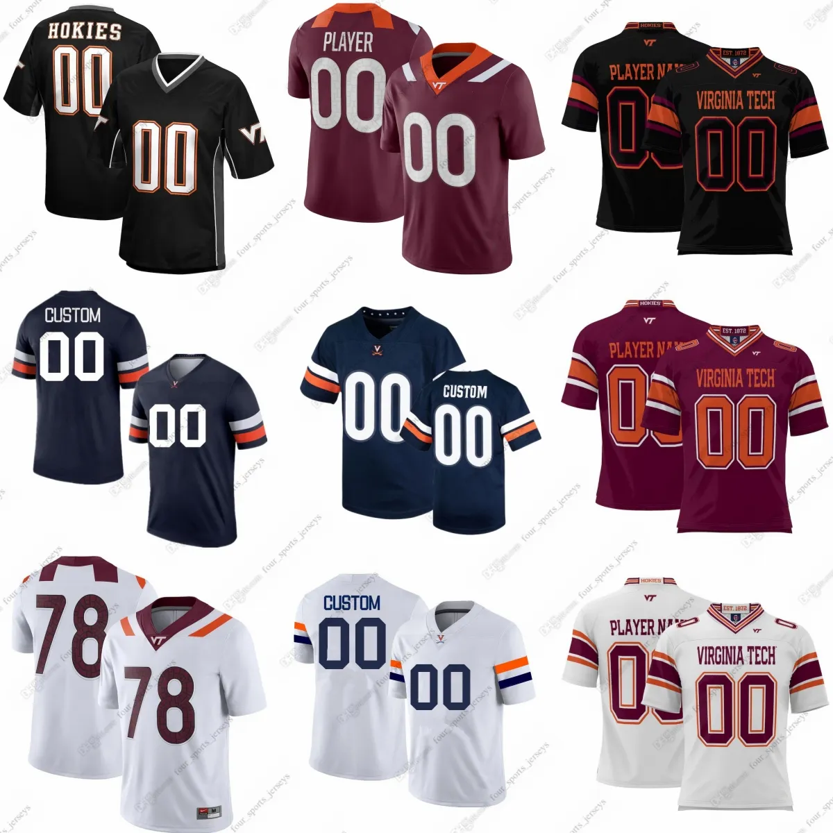 Пользовательский NCAA Virginia Cavaliers College Footbalt Jerseys Wood Duke Gay Mech Rawlings Witmer Wood Jr. Johnson III Kagel Hartsoe Stevens Belters Christ Curry Demeritt