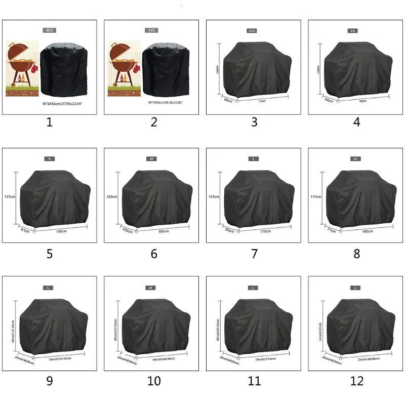 Accessoires pour outils de barbecue 190T 210D Housse de barbecue extérieure étanche à la poussière Weber Heavy Duty Grill Cover Rain Protective Outdoor Barbecue Cover Round 230707