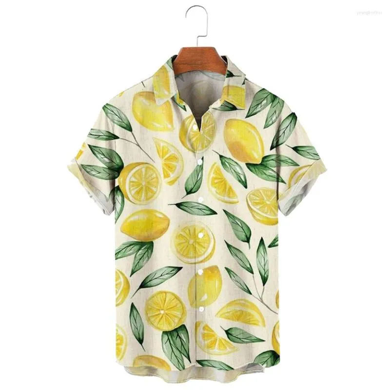 Heren T-shirts Fashion Shirt Hawaiian Polynesian Lemon Casual 3D Printed Pattern Top Beach Street