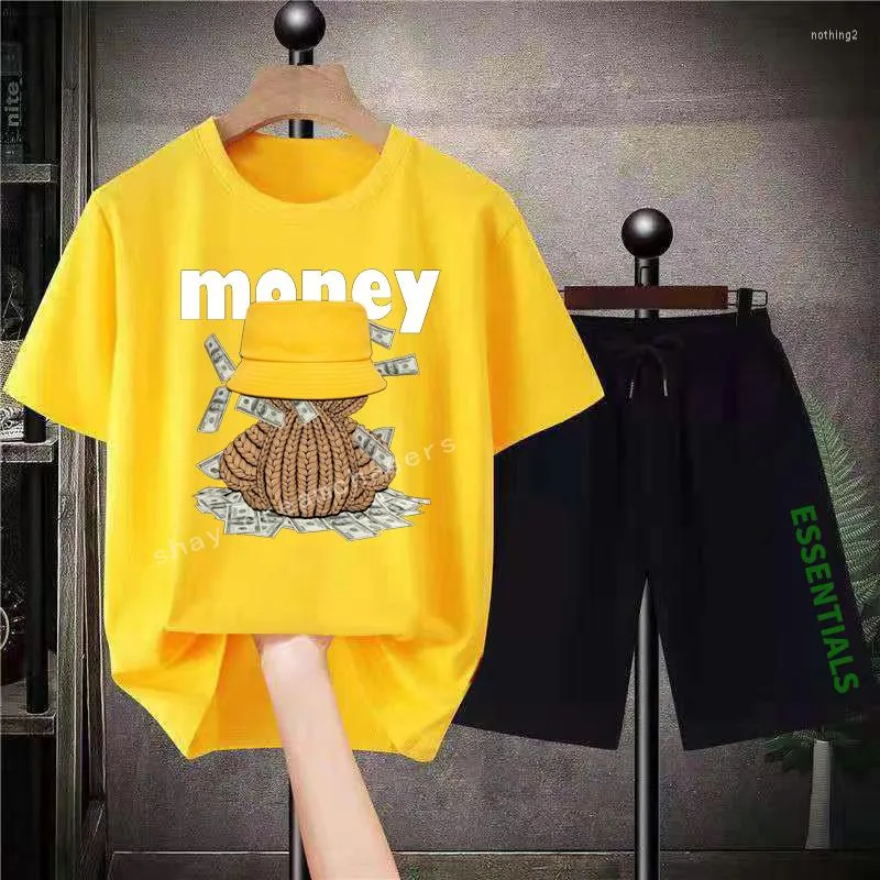 Männer Trainingsanzüge Geld Bär T-shirt Shorts Modedesigner T-shirts Plus Größe Drucken Niedliche Anzüge Frauen Männer Sommer Cartoon Streewear Baumwolle