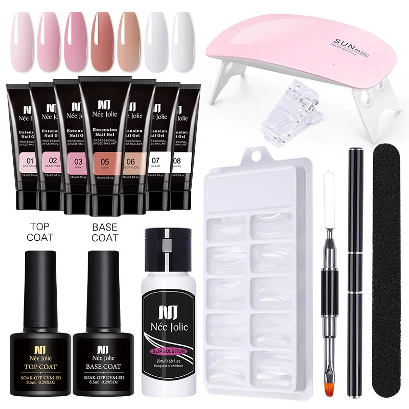 Conjunto de Manicure para Unhas Kit de Gel Poli UV Tudo para Manicure Conjunto de Extensões de Unhas de Gel Slip Solution Builder Gel Acrílico Verniz Ferramenta de Design de Unhas Pontas dos Dedos 230706