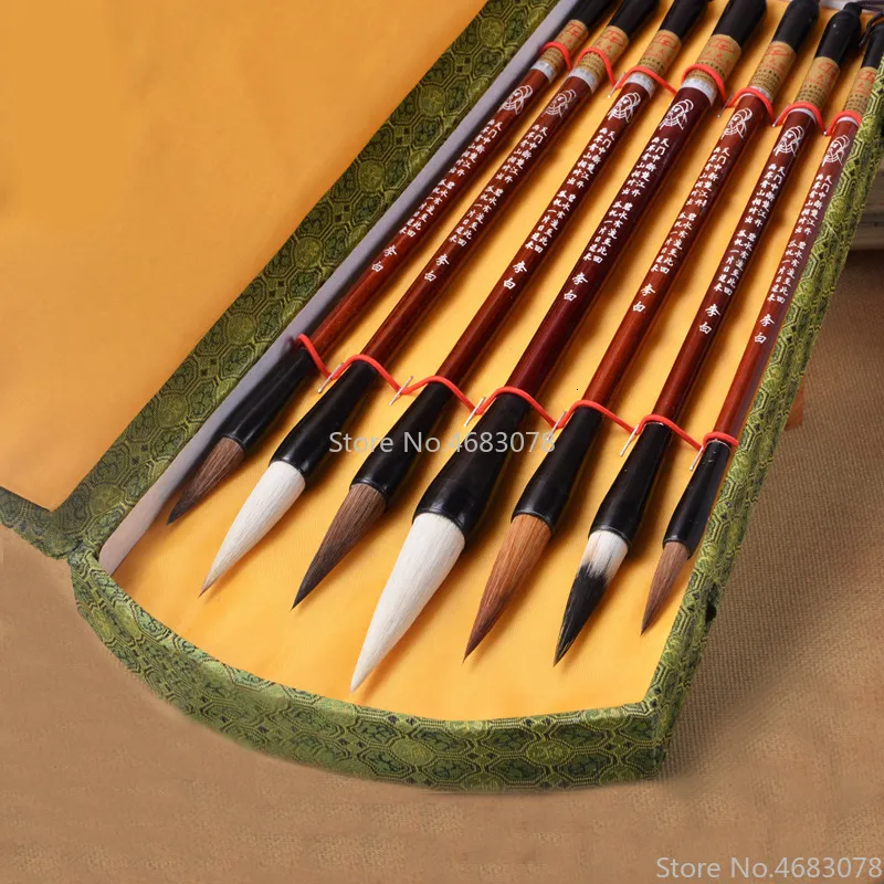 Painting Pens lot Chinese Calligraphy Brush Pen Set Weasel HairWoolen Hair Writing Medium Regular Script Gift Box 230706 From 12 6 DHgate