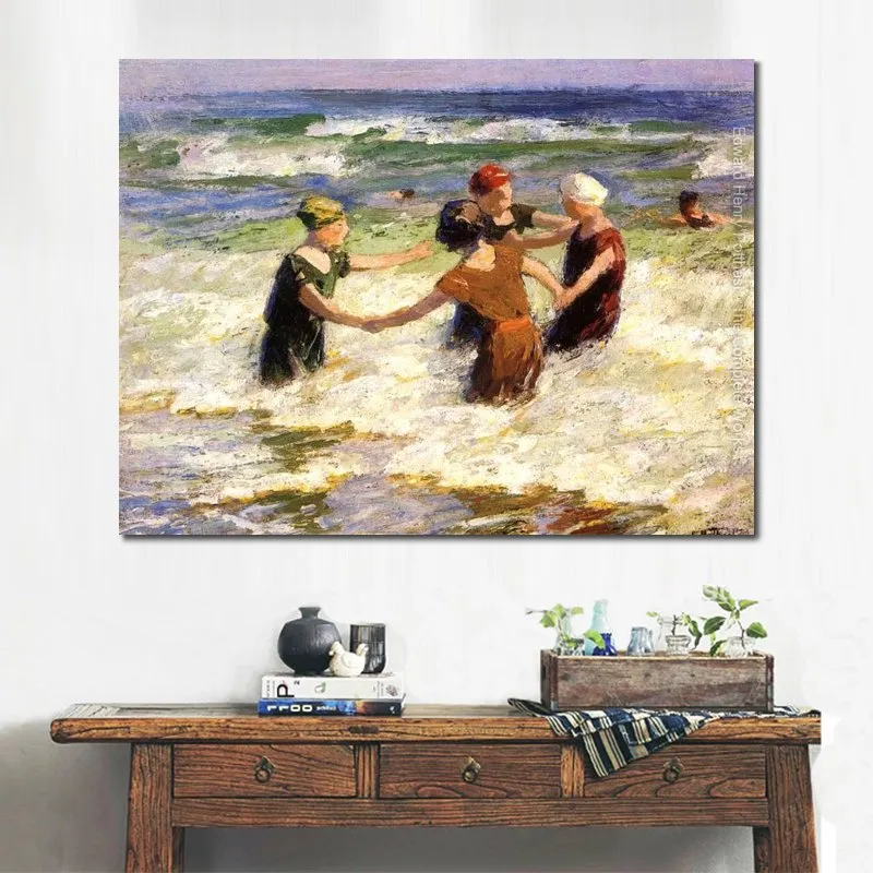 Paysages marins modernes toile mur Art un groupe heureux Edward Henry Potthast peinture à la main célèbre oeuvre meilleur cadeau