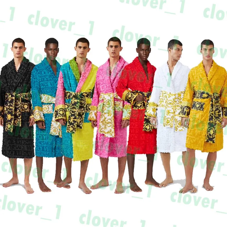 Designer Bathrobes Winter Warm 7 Colors Unisex Brand Cotton Sleepwear Night Robe High Quality Men Bathrobe Classcial Luxury Robe K249Y