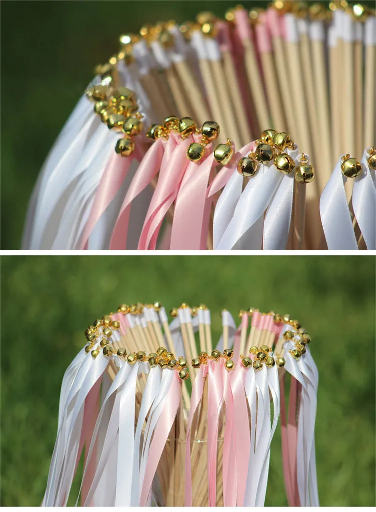 30 Pièces Baguettes de Mariage,Ruban Mariage Wedding Wands Avec