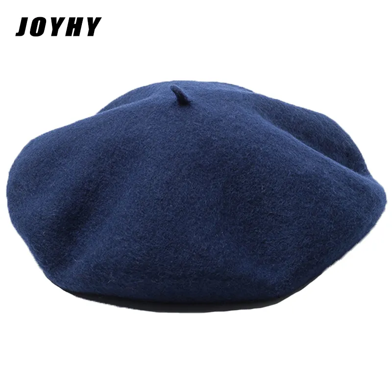 JOYHY mannen Kunstenaar Franse Stijl Baret Caps 100% Zachte Wol Effen Kleur Womens Grote Maat Zwart Marineblauw Baret platte Hoeden Beanie