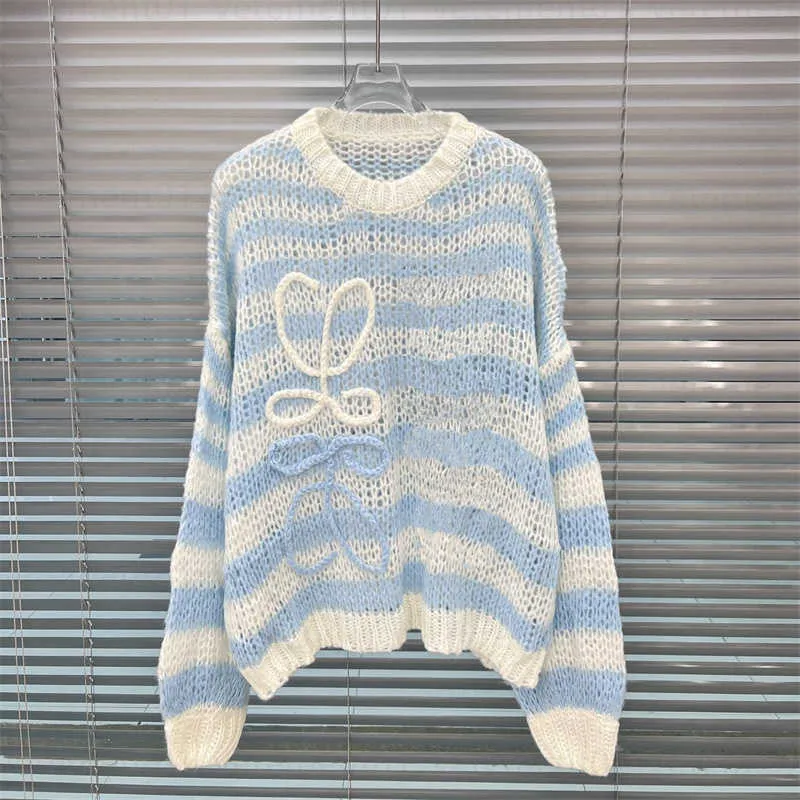 Designer Sweater Women Pullover Football Shirt Bubble Sleeve Logo Knitted Striped Round Neck Sweaters Top Womens Designer Clothe