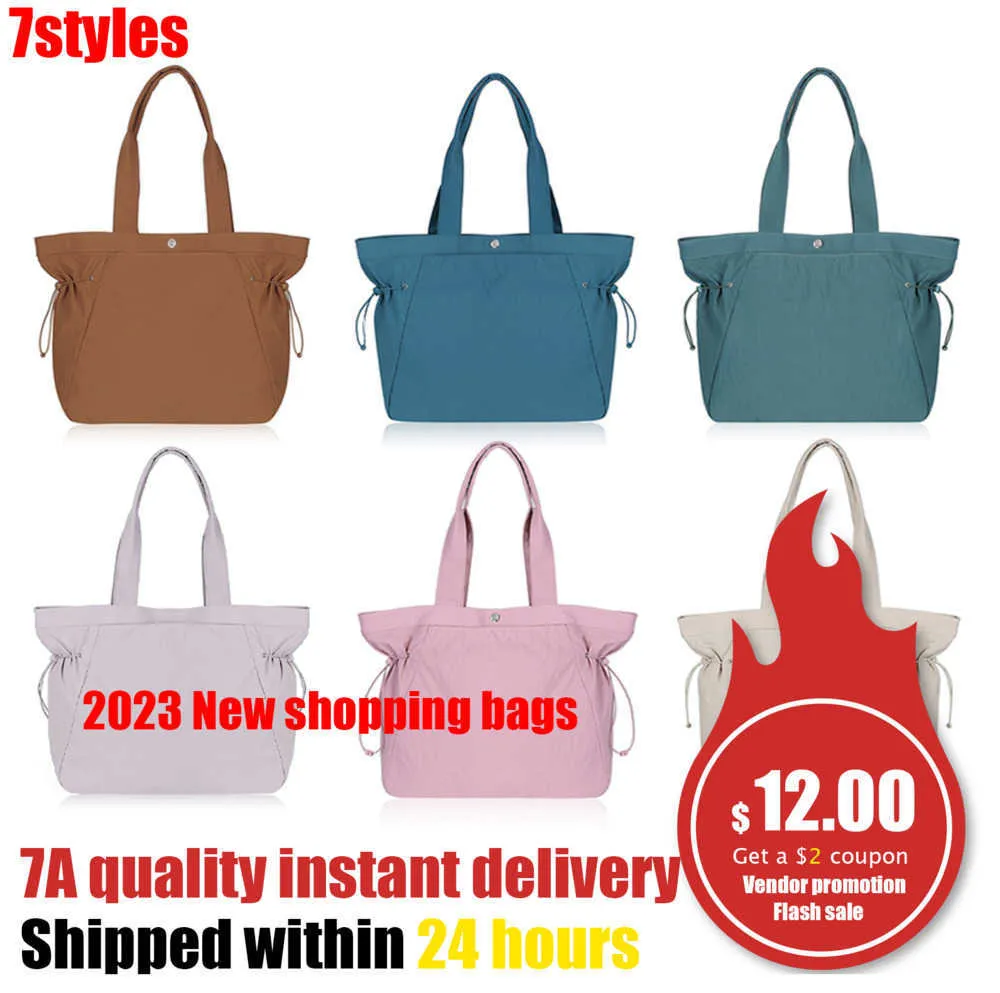 Lulul Emen Women Side Cinch Shopping Bag Sports Ondertains One -Counter Bag Bag Nylon Beach Facs أمتعة السفر كروس جسم حقائب يد Pochette Lulu The Tote Bag Gym