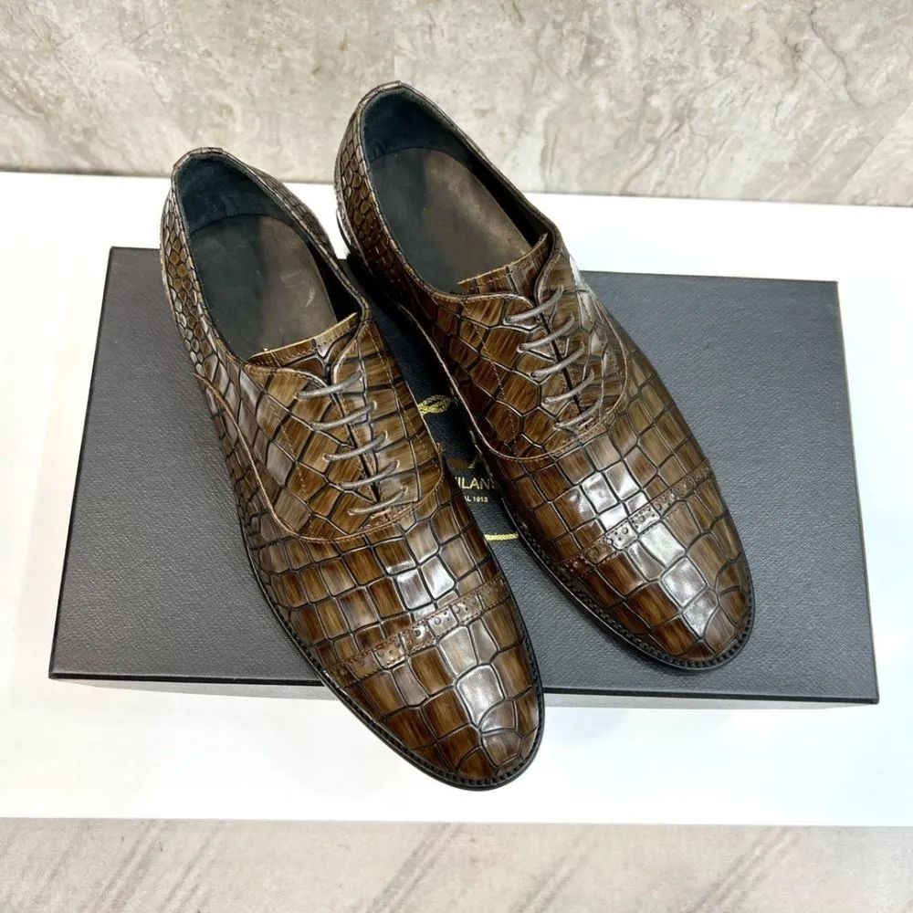 5a Orijinal Kutu Yaz Derby Erkekler Oxford Tasarımcı Elbise Ayakkabı Brogue Sporeyler Kanat Tipi Slip-On Düğün Günlük Zapatos Deri Hafif Moda