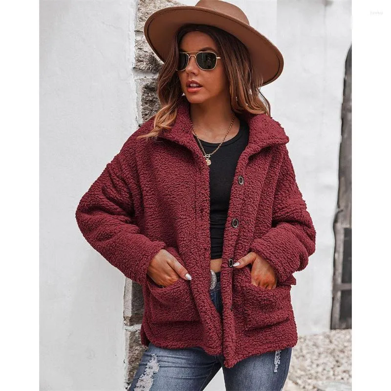 Dampäls Dam Sherpajacka Faux Lyxkofta Tjock Teddy Fleece Fluffiga Varma Toppar Vinter Streetwear Coat