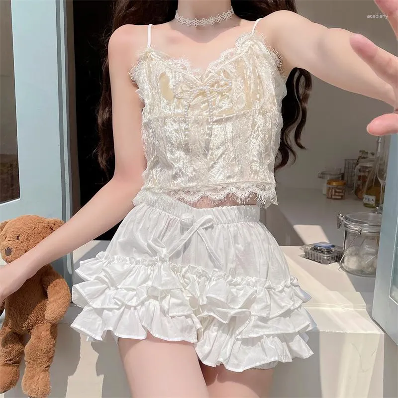 Short femme japonais été citrouille Lolita gâteau jupe pantalon multicouche gonflé soutien fille mignon Kawaii rose blanc Y2k