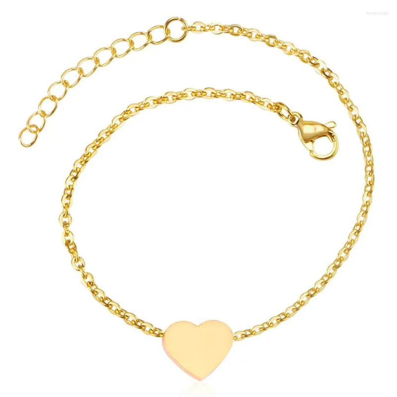 Fußkettchen Mode Sommer Strand Knöchel Armbänder Gold Farbe Edelstahl Herz Form Einstellbare Karabinerverschluss Ketten Schmuck