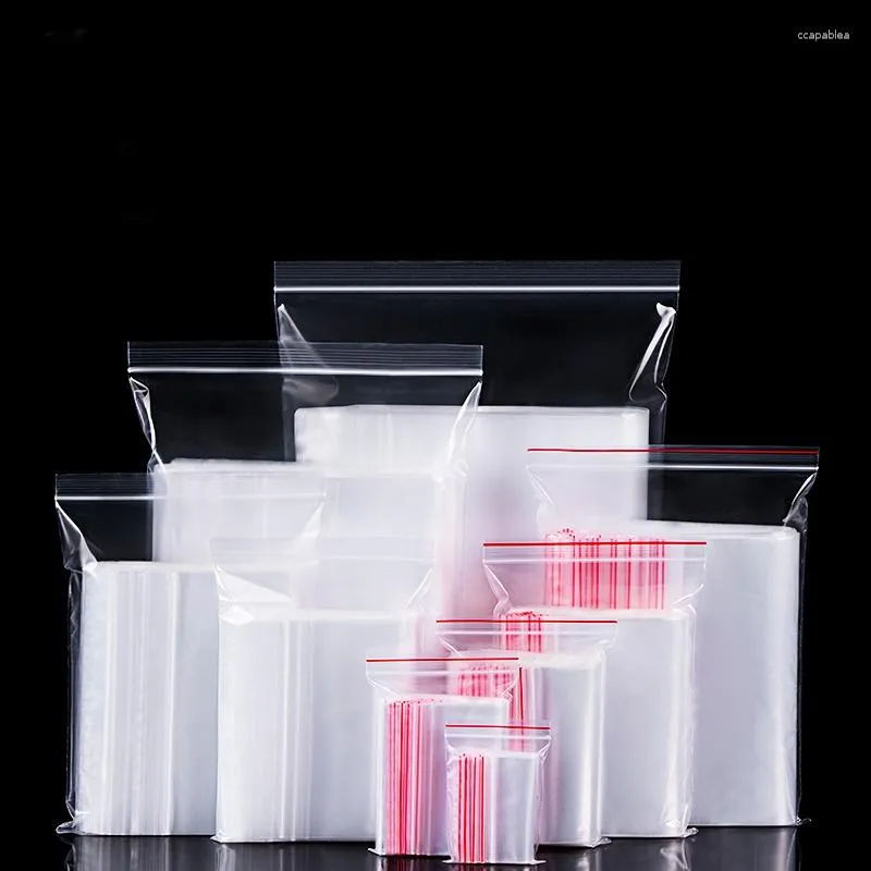 Sacos de armazenamento 100pcs/embalagem pequena plástico de plástico reclosável transparente saco a vácuo espessura clara
