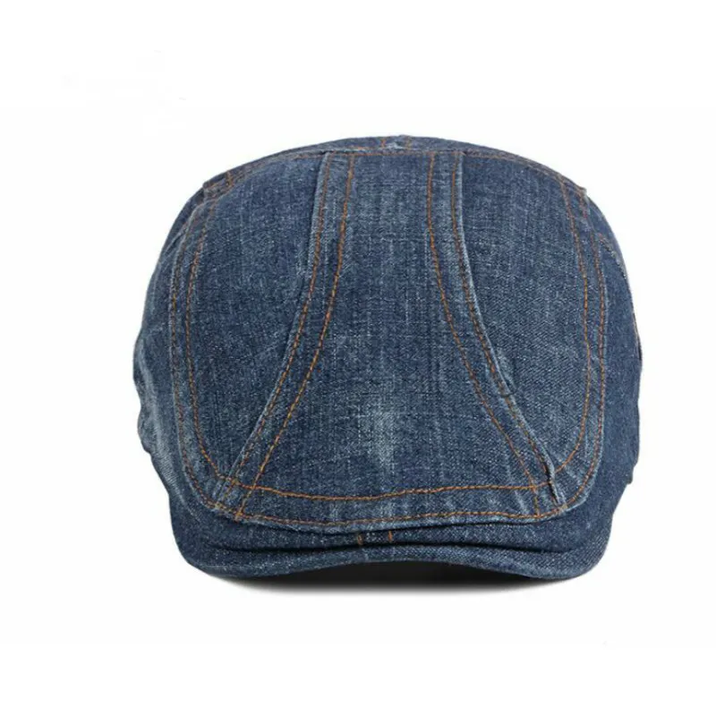 Gewaschene Denim-Baskenmütze, Vintage-Jeans-Schiebermütze, britischer Western-Stil, Advance Flat Ivy Cap, Retro-Boina-Snapback-Baseballmütze, Knochen